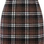 Women's High Waist Plaid Tight Pencil Wool Mini Skirt - EX-STOCK Canada