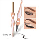 Eyeliner pen with a close-up of an eye wearing the eyeliner on a white background