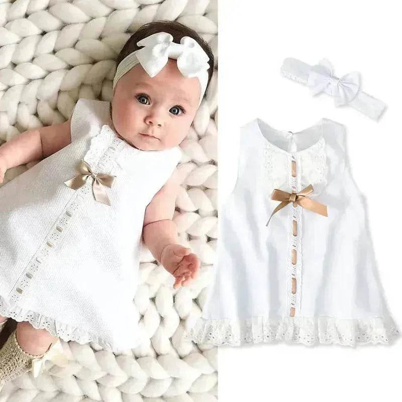 Girls baby sleeveless bow skirt Dress Christening Dress Baby girl Dress Baptism Gown - EX-STOCK Canada