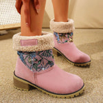 Flowers Embroidered Snow Boots Ethnic Style Platform Thick Square Heel Mid-tube Boot Winter Warm Cotton Shoes For Women - EX-STOCK Canada