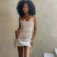 Chic Women's Fashion Tube Top Irregular Pleated Elastic Satin Mini Dress for Evening Party, Cocktail - EX-STOCK CANADA