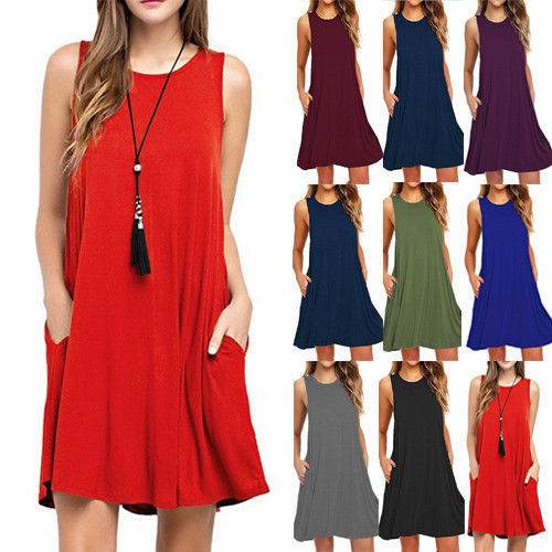 Casual Summer dress Women Pocket Dress Ladies beach mini dress - EX-STOCK Canada