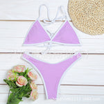 Women's Halter Triangle Bikini Set – Contrast Trim