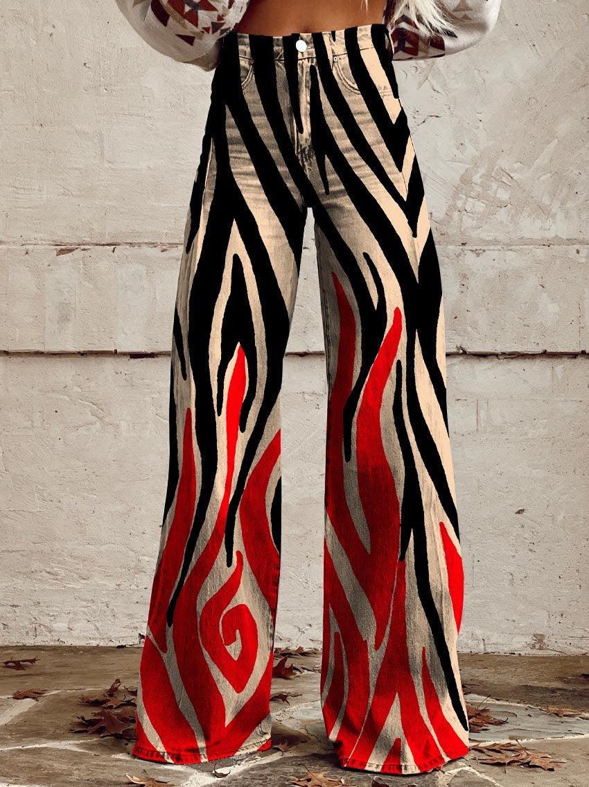 Horn Simulation Denim Trousers Loose Pants For Women 