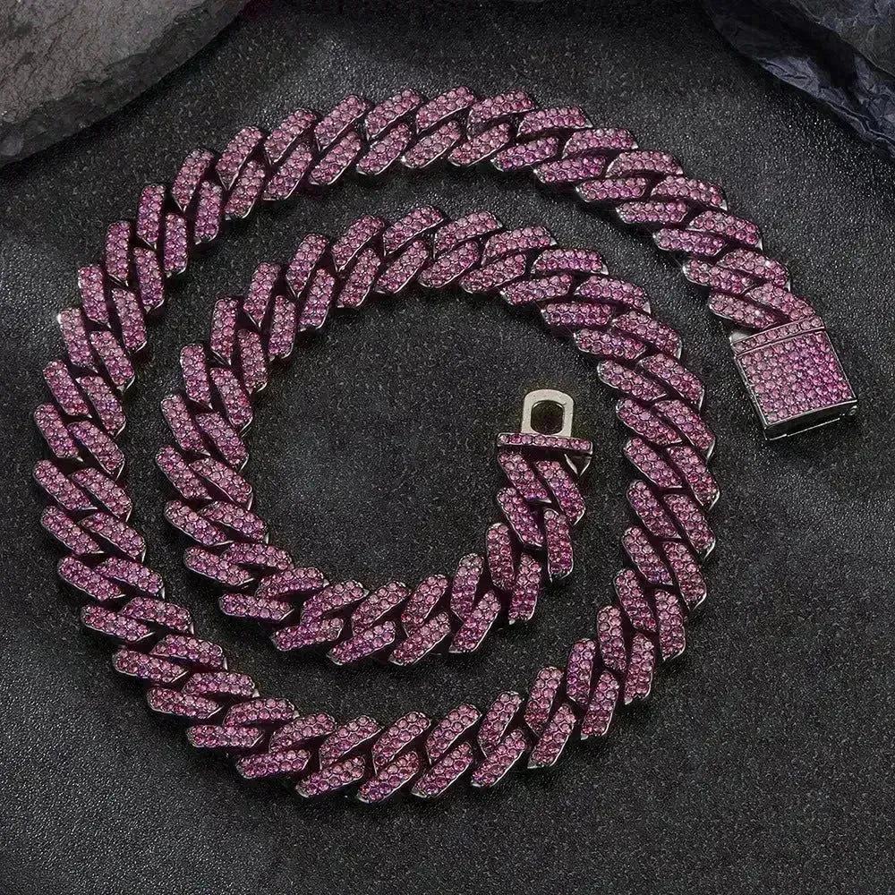 Box Buckle 14mm Bar Cuban Link Chain Bracelet and Necklace 2pcs - EX-STOCK CANADA