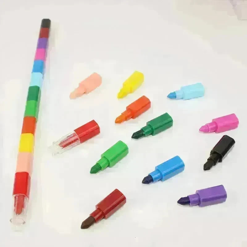 Creative Building Blocks Coloring Crayon 12 Colors Square Crayon Crayon Stationery - EX-STOCK CANADA