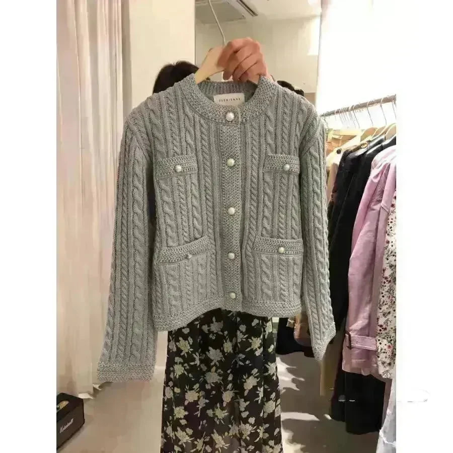 New Autumn Winter Ladies Button Twist Knit Sweater Cardigan - EX-STOCK CANADA