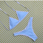 Women's Halter Triangle Bikini Set – Contrast Trim