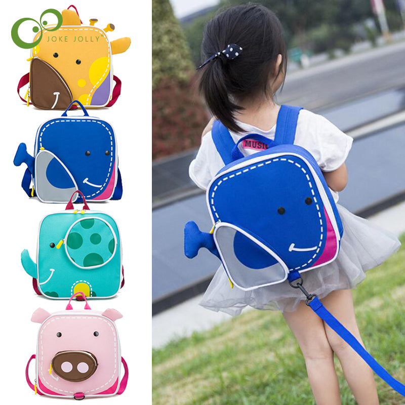 Cute Animal Mini Backpack for Kids – Canvas Shoulder Bag (Baby Elephant, Fawn, Pigle, Whale)