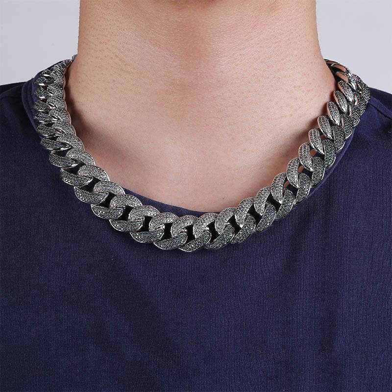 Emerald color men's large Cuban chain EX-STOCK Canada 