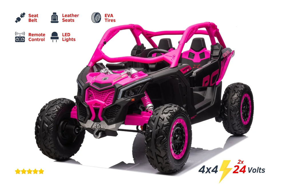 2026 2X24V CAN AM MAVERICK 4X4 2 Seater DELUXE Kids Ride On Car with Remote Control 