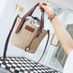 new summer women's bag hand-woven contrast color bucket straw bag cylinder handbag diagonal shoulder beach bag EX-STOCK Canada 