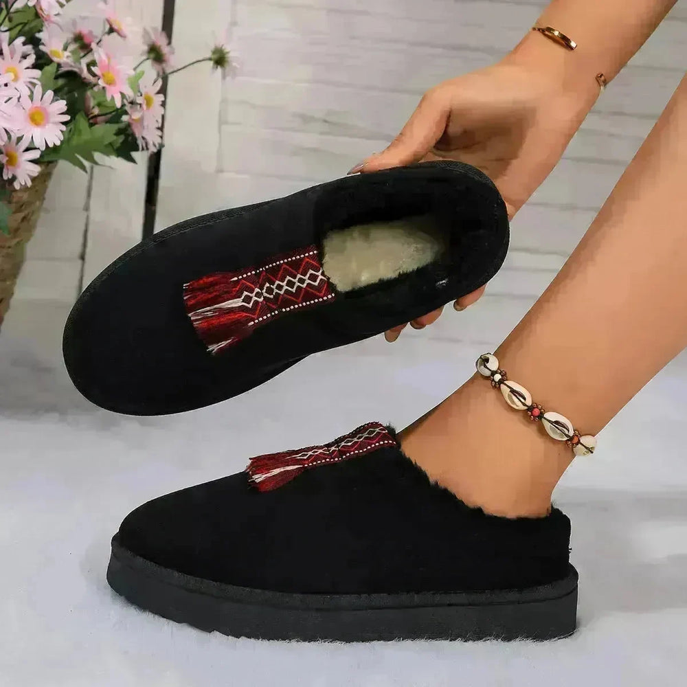 Winter Plush Home Slippers Fashion Round Toe Flat Suede Garden Shoes Indoor Warm Floor Bedroom Slipper For Women - EX-STOCK CANADA