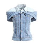 Sweet Cool Bandage Dress Shirt Slimming Denim jeans Shirt women - EX-STOCK Canada