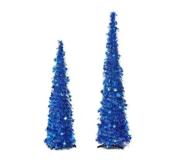 Artificial Tinsel Up Christmas Tree With Stand Gorgeous Collapsible Artificial Christmas Tree For Christmas Decorations - EX-STOCK CANADA