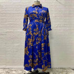 Dubai Long Dress Middle East Autumn Chain Print Swing Dress Turkish Floral Long Sleeve dress - EX-STOCK Canada