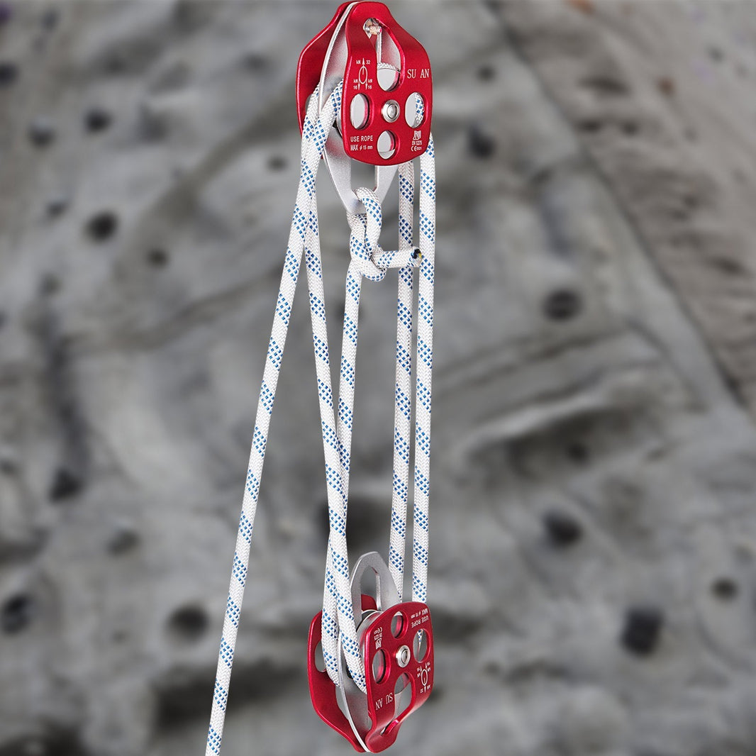 Twin Sheave Block And Tackle 1 2 X 200Ft Twin Sheave Block With Braid Rope 30-35KN 6600-7705LBS Double Pulley Rigging EX-STOCK