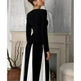 Luxury Classy Women's Black And White Stitching Long Sleeve Dress  Long Skater Dress Flared Dress for Wedding  Evening Party Cocktail Dress - EX-STOCK CANADA