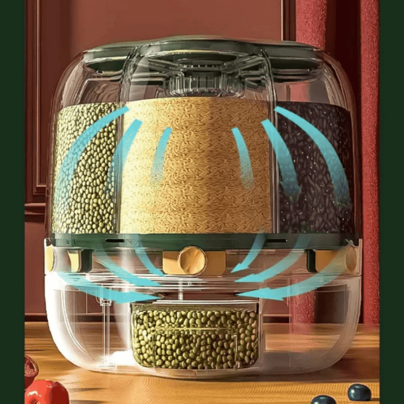Large Food Storage Container 360 Rotating Rice Barrels Sealed Cereal Dispenser Rice Tank Grain Box Kitchen Storage Container 