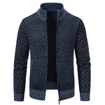 Thickened Plaid Print Jacket Cardigan Fashion Slim Fit Zipper Stand Collar Sweater Winter Men's Casual Long Sleeve Knitted Top Clothing EX-STOCK Canada 