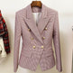 Houndstooth Small Jacket Women Long-Sleeved Double-Breasted Plaid Blazer - EX-STOCK Canada