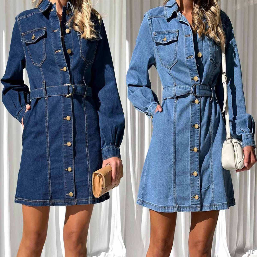 Fashion Casual Button Denim Dress Women - EX-STOCK Canada