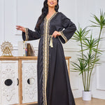 Dubai Abaya Gown Dress With Printed Hot-stone And Embroidered Detailing - EX-STOCK Canada