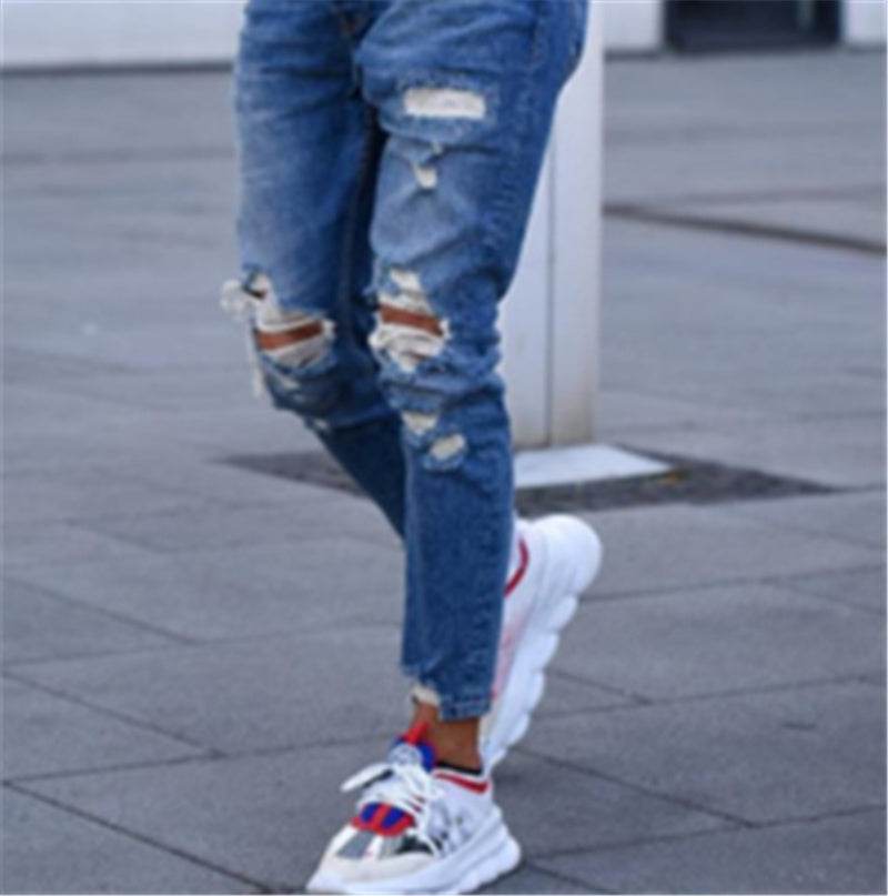 Men Fashion Ripped Hole Denim jeans pant trouser - EX-STOCK Canada
