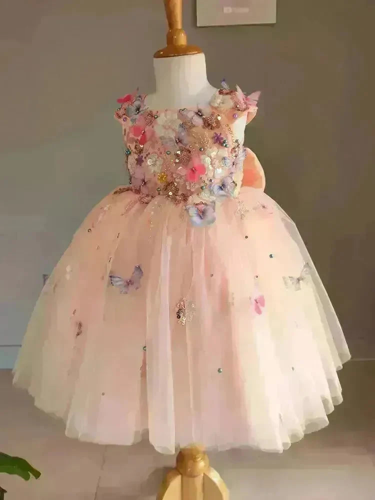 Children's Handmade Flower Fashion Special Dress Princess Ball Gown Dress Birthday Photoshoot Dress for girls Party dress for kids - EX-STOCK CANADA
