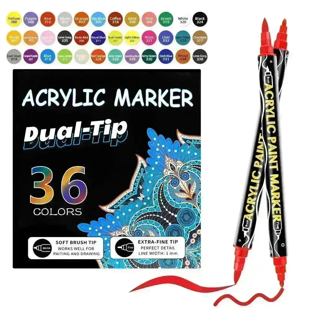 Acrylic Marker Pen Double-headed Stackable Water-based Paint Brush Paint Marker and Highlighter - EX-STOCK CANADA