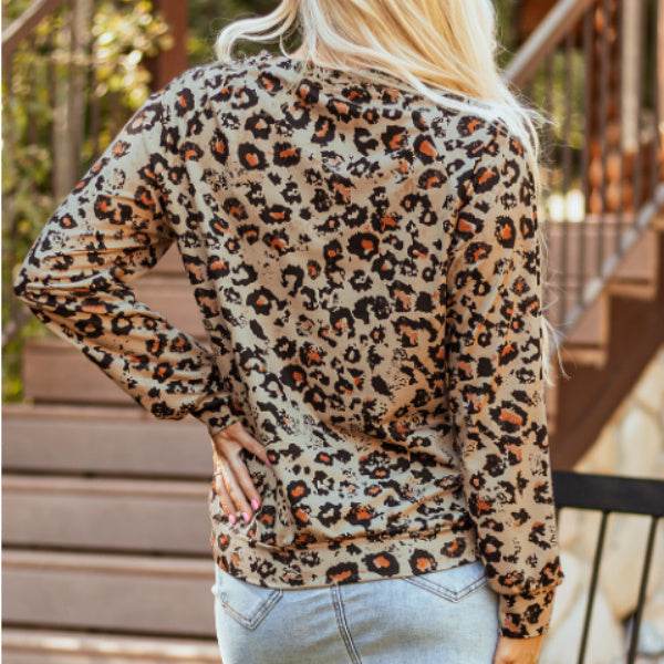 Brown Bleached Halloween Pumpkin Leopard Print Sweatshirt - EX-STOCK Canada