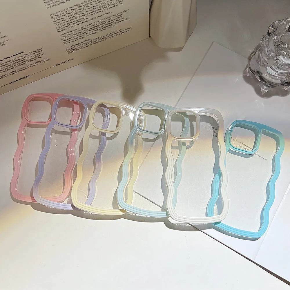 Wave Border Mobile Phone Case Solid Color Simple Candy Color - EX-STOCK Canada
