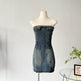 Design Waist-tight Tube Top Raw Edge Denim jeans mini club Dress - EX-STOCK Canada