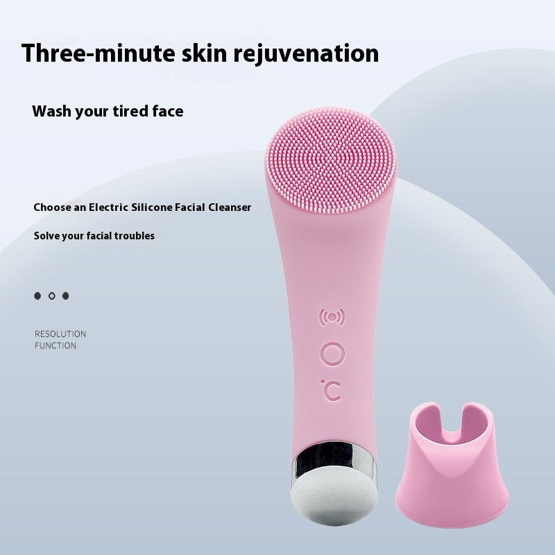 Silicone Face Cleansing Brush Facial Cleansing Brush Electric Facial Brush Vibration Heating 