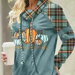 New Fashion Women's Pile Collar Printed Hoodie Pullover Top - EX-STOCK CANADA