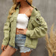 Perforated Coat Pocket Raglan Loose Jacket Women Denim - EX-STOCK Canada