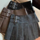 Women's American-style Vintage Mini Pleated Leather Skirt - EX-STOCK Canada