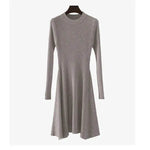 Autumn Winter Round neck Slim fit Mini Flared Sweater Dress - EX-STOCK Canada