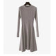 Autumn Winter Round neck Slim fit Mini Flared Sweater Dress - EX-STOCK Canada