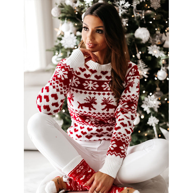 Christmas Elk Long Sleeve Knitted Sweater EX-STOCK Canada 
