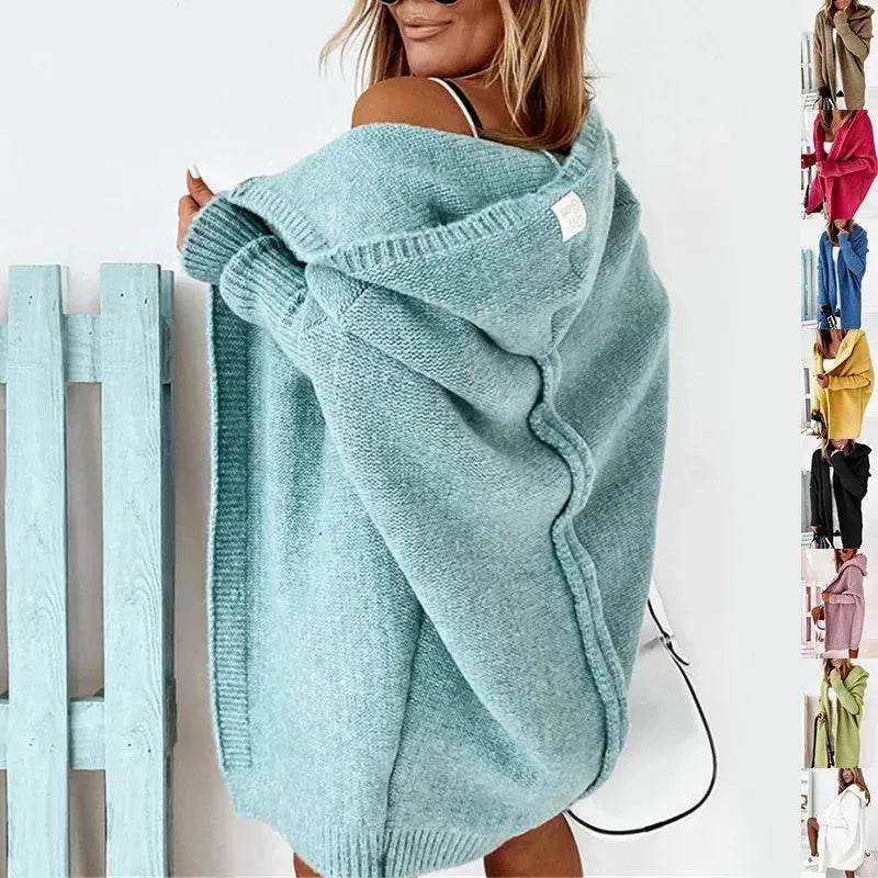 Oversized Head cover Knitted Long Kimono Cashmere Cardigan for Women - EX-STOCK Canada