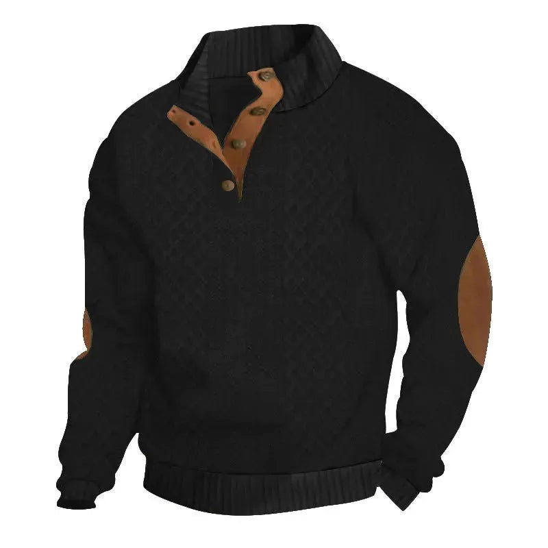 Stand Collar Long Sleeve Jacquard Knitted Pullover Sweater - EX-STOCK CANADA