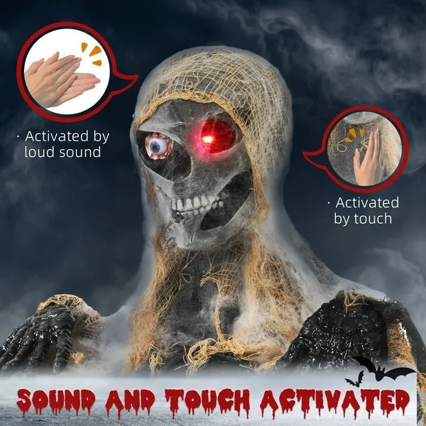 Halloween Animated Mummy With Glowing LED Eyes, Animatronic Halloween Decoration, Battery Operated EX-STOCK Canada 