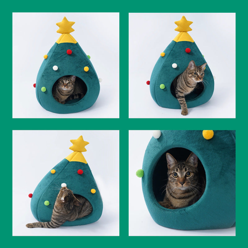 Christmas Tree Pet Bed Winter Warm Pet Nest Cat House Dog pet supplies EX-STOCK Canada 