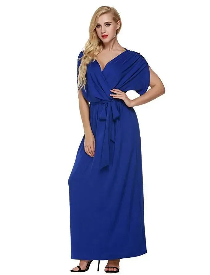 4XL Big Size Dress Elegant Women Long wrap Dresses Summer Dresses - EX-STOCK CANADA
