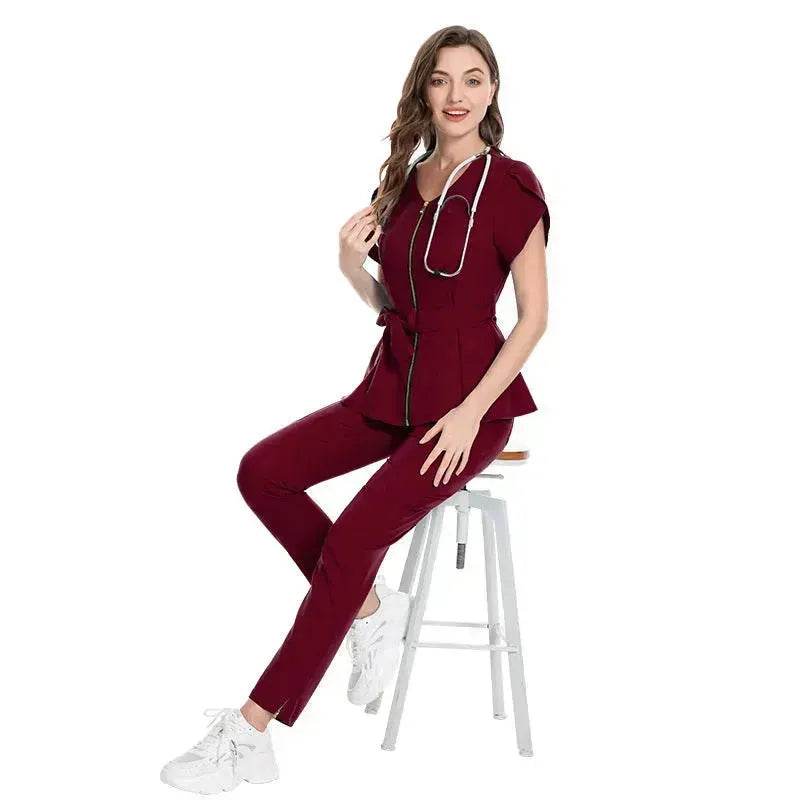 Nurse Lace-up Waist Retraction Surgical Gowns Female Separate Suit Hospital Short Sleeve Brush Hand Clothes Hand Washing Clothes - EX-STOCK Canada