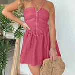 Fashion Women's Halter Denim Mini Flared Dress - EX-STOCK CANADA