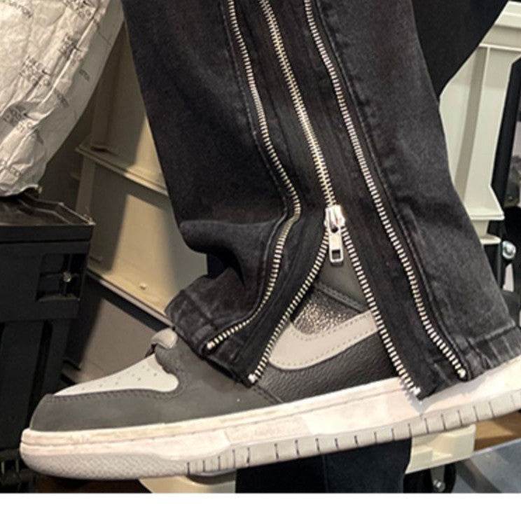 American Zippered Denim Straight Trousers For Men Jeans - EX-STOCK Canada