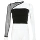 Mesh single shoulder cutout sexy top - EX-STOCK Canada
