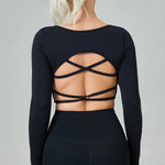 Quick Drying Clothes Outdoor Long Sleeve Cross Beauty Back Workout Clothes Sports Top - EX-STOCK CANADA